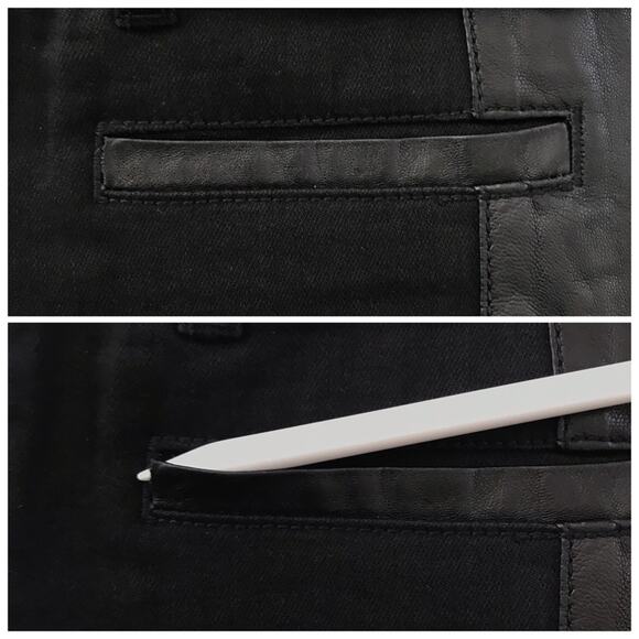 Tory Burch Black Denim & Leather Panels Skinny Jeans Dressy - Picture 10 of 10